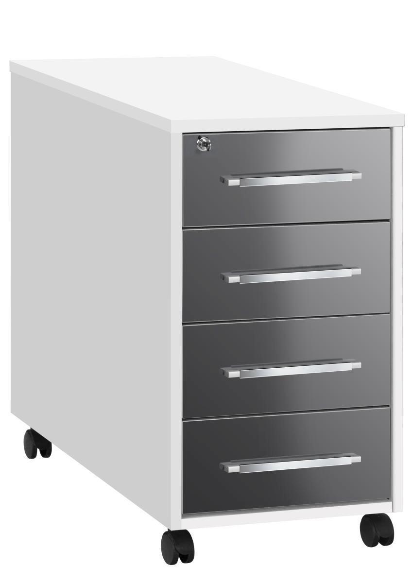 Anstellcontainer Grau/Weiss - Weiss/Alufarben, Modern, Holzwerkstoff/Kunststoff (43/75/80cm) - Mömax