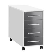 Anstellcontainer Grau/Weiss - Weiss/Alufarben, Modern, Holzwerkstoff/Kunststoff (43/75/80cm) - Mömax
