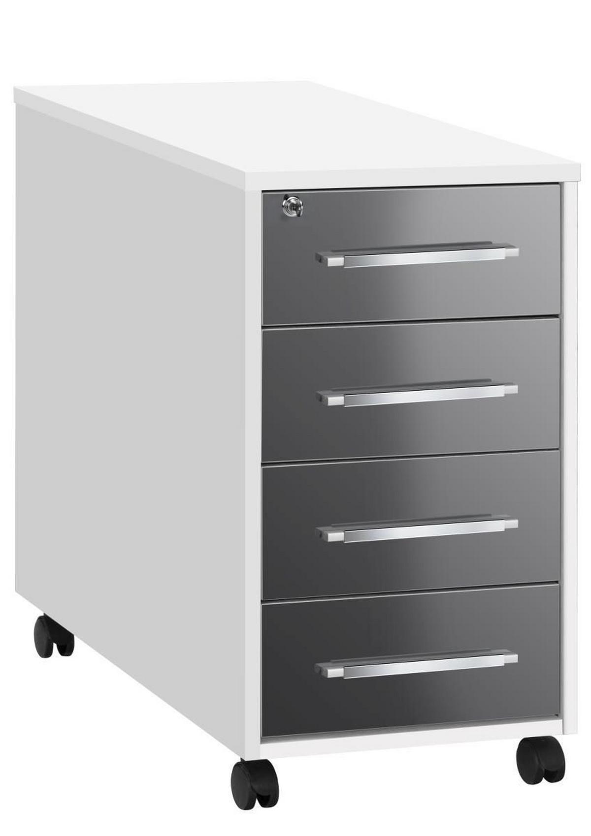 Anstellcontainer Grau/Weiss - Weiss/Alufarben, Modern, Holzwerkstoff/Kunststoff (43/75/80cm) - Mömax