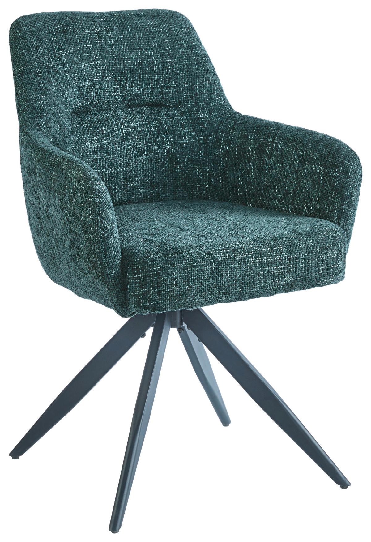 Armlehnstuhl Mavie in Grün - Schwarz/Grün, Modern, Textil/Metall (60/88/62cm) - Mömax