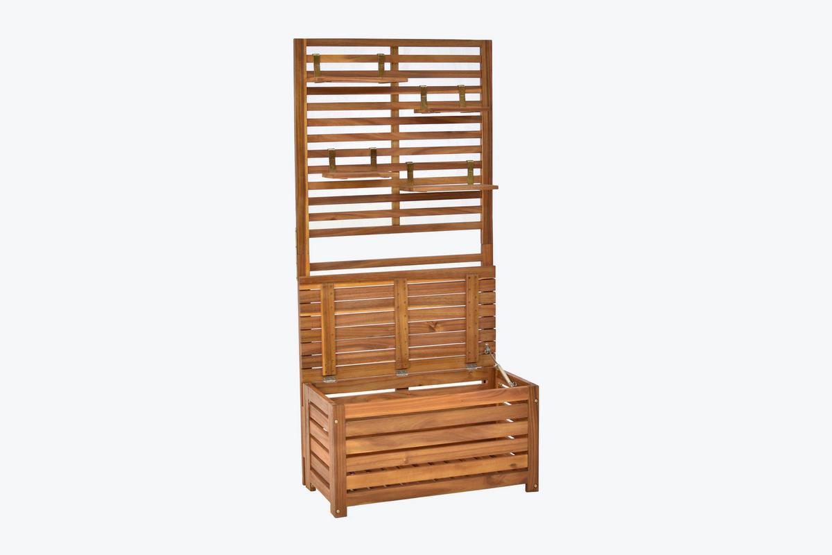 Sichtschutz mit Box Holz - Akaziefarben, KONVENTIONELL, Holz (80/170/45cm) - Gardenson