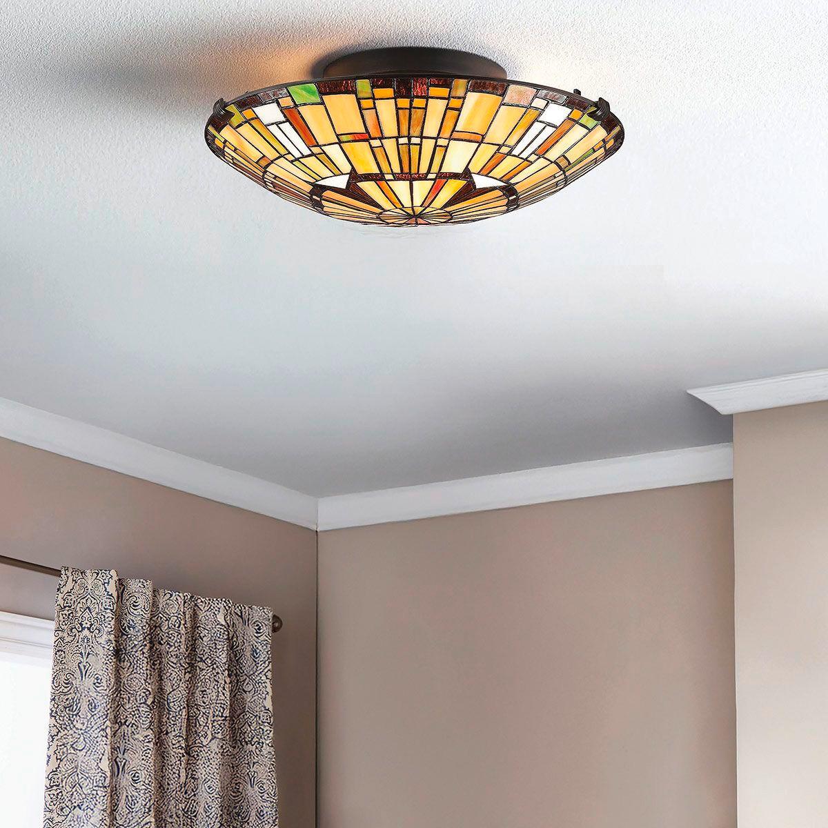 Mennyezeti Lámpa Qz-Reed-F-Vb - sötétbarna/többszínű, Konventionell, üveg/fém (14,6/42,0cm) - Elstead Lighting