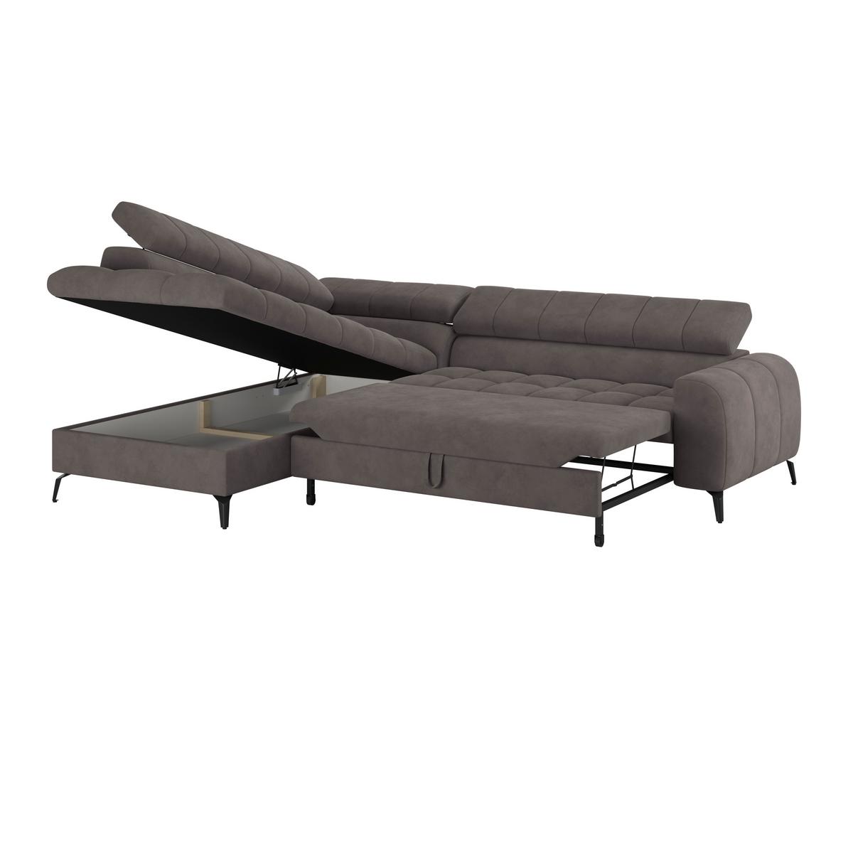 Kutna Garnitura Volf - boje grafita/tamno siva, Trend, tekstil/metal (203/261cm)