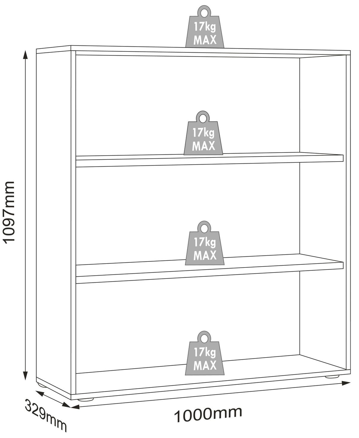AKTENREGAL SALIA B100 - Honigeiche/Anthrazit, Design, Holzwerkstoff/Kunststoff (100/110/33cm) - MID.YOU
