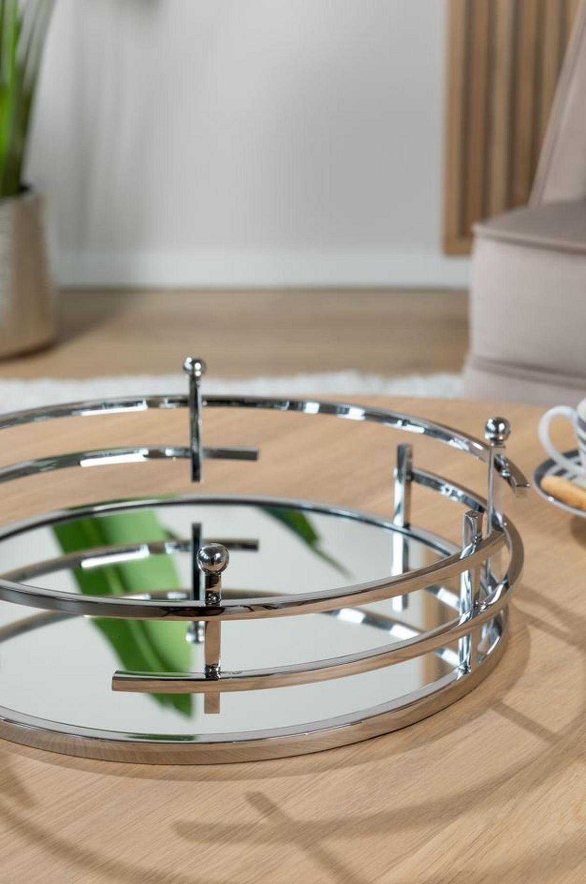 ŚWIECZNIK 145222 - kolor srebrny, Basics, metal/szkło (42/19,5cm) - Fink