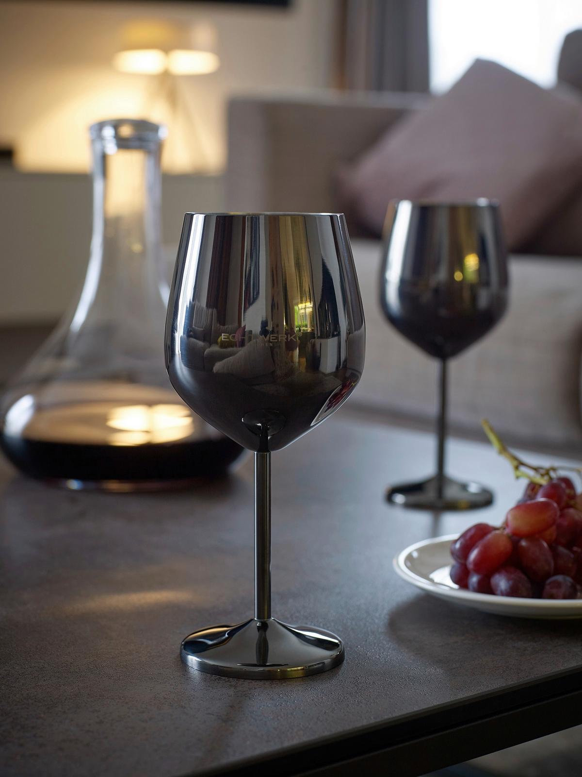 Gläserset Echtwerk Weingläser Schwarz, 6-teilig - Schwarz, Trend, Metall (21cm) - Echtwerk