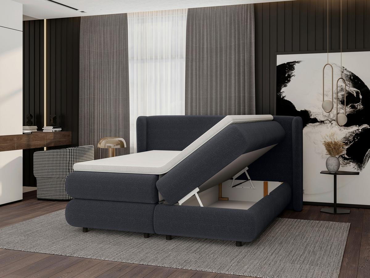 Boxspring Krevet Elodie - crna/antracit, Konvencionalno, tekstil/plastika (160/200cm) - Premium Living