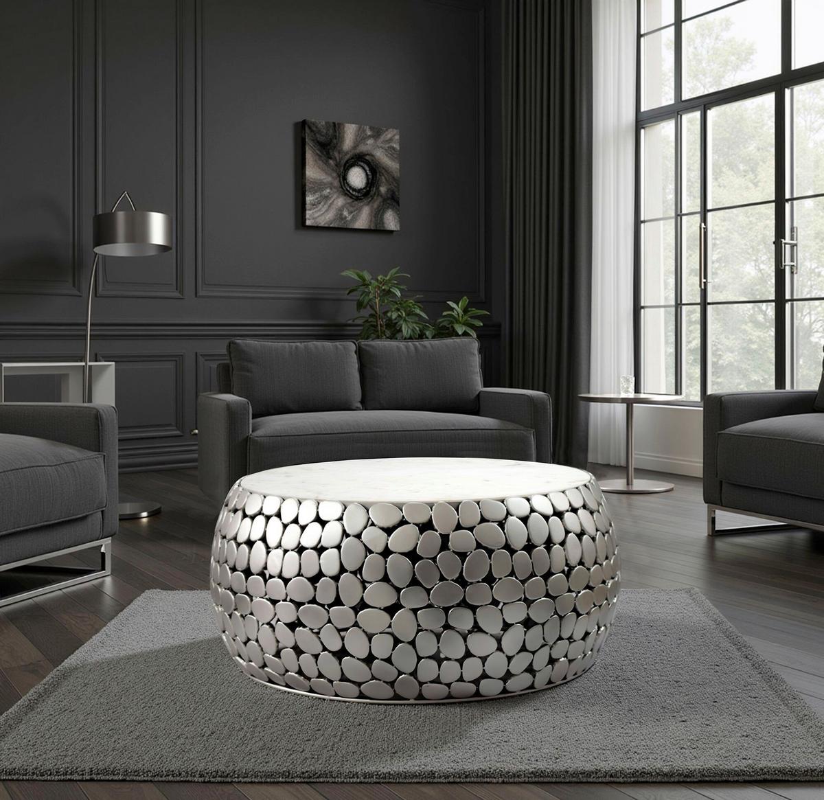 COUCHTISCH WL7.356 - Silberfarben, Design, Metall (66/32/66cm) - Livetastic