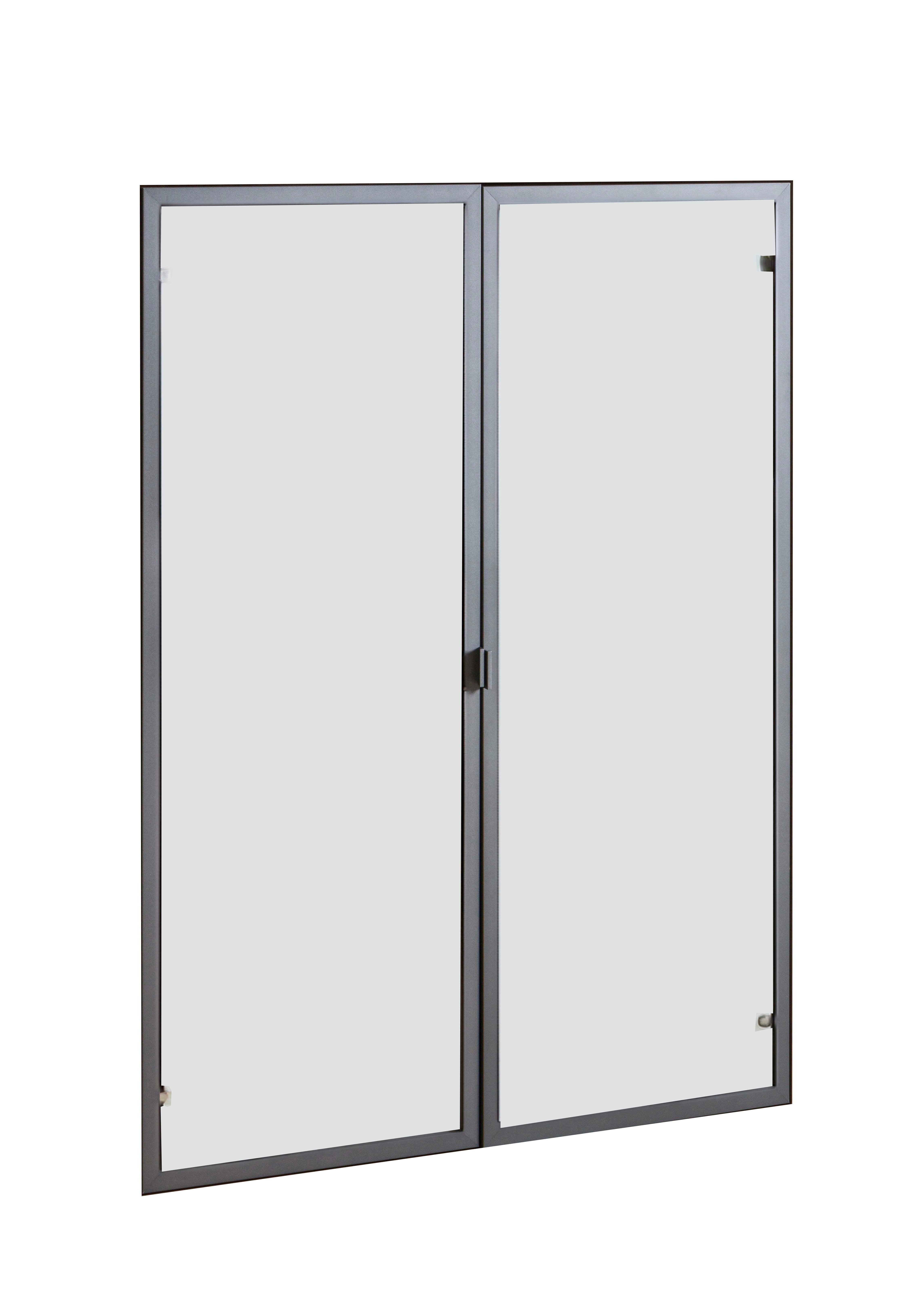 Set 2 Vrata Rilega - siva, Moderno, staklo/metal (73,7/101,2/2cm) - Modern Living