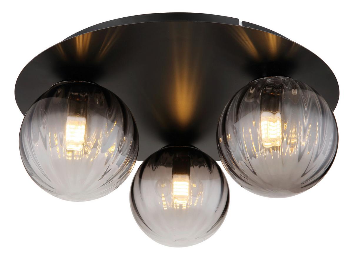 Deckenleuchte Dallerta Schwarz max. 10 Watt - Klar/Schwarz, Design, Glas/Metall (35/15cm) - Globo