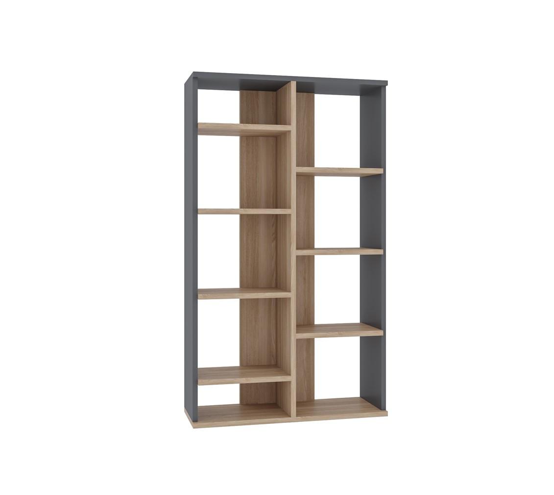 Regal Keota - barve hrasta/antracit, Design, leseni material (72/123,6/25cm) - MID.YOU