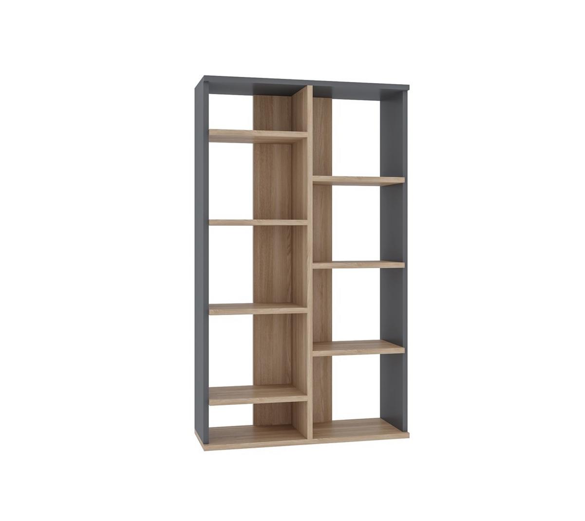 Regal Keota - barve hrasta/antracit, Design, leseni material (72/123,6/25cm) - MID.YOU