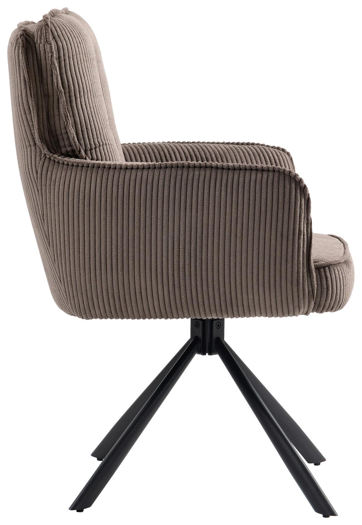 KRZESŁO Z PODŁOKIETNIKAMI ASHER -EXKLUSIV- - czarny/taupe, Design, metal/tkanina (62/95/67cm) - Novel