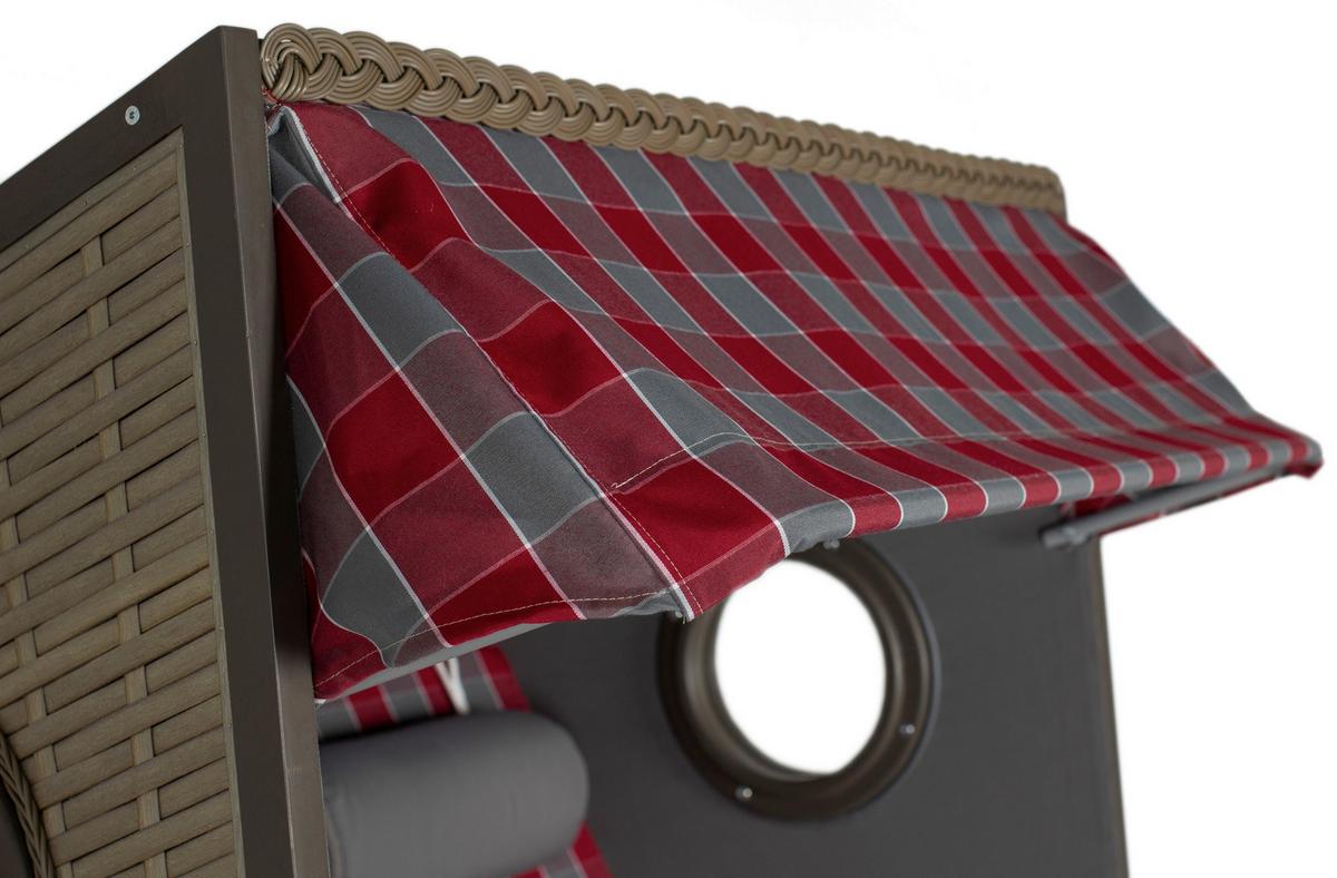 Strandkorb Twin View Grau/Rot - Grau, LIFESTYLE, Holz (120/160/80cm)