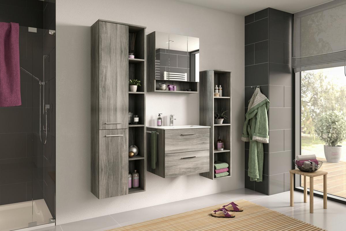 Badezimmerregal York ca. 30x136x31 cm Rauchsilber - MODERN, Holzwerkstoff (30/136/31cm) - MID.YOU