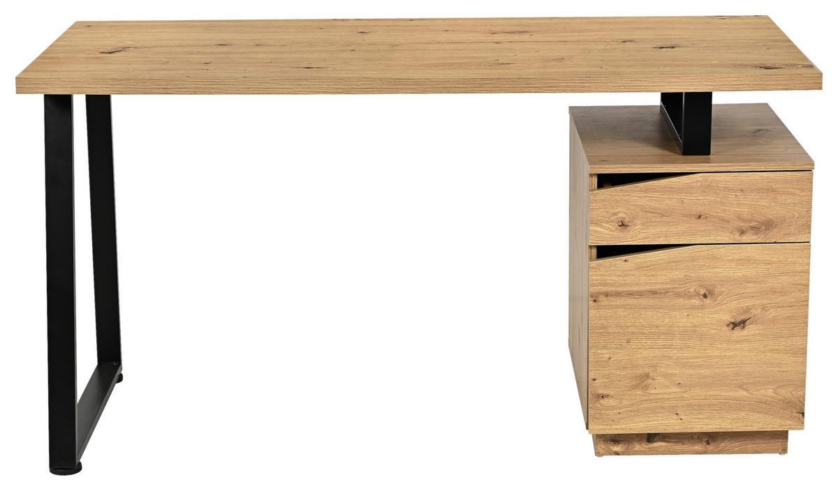 Radni Stol Rimini - hrast Artisan/crna, Trend, drvni materijal/metal (140/74/60cm) - Modern Living