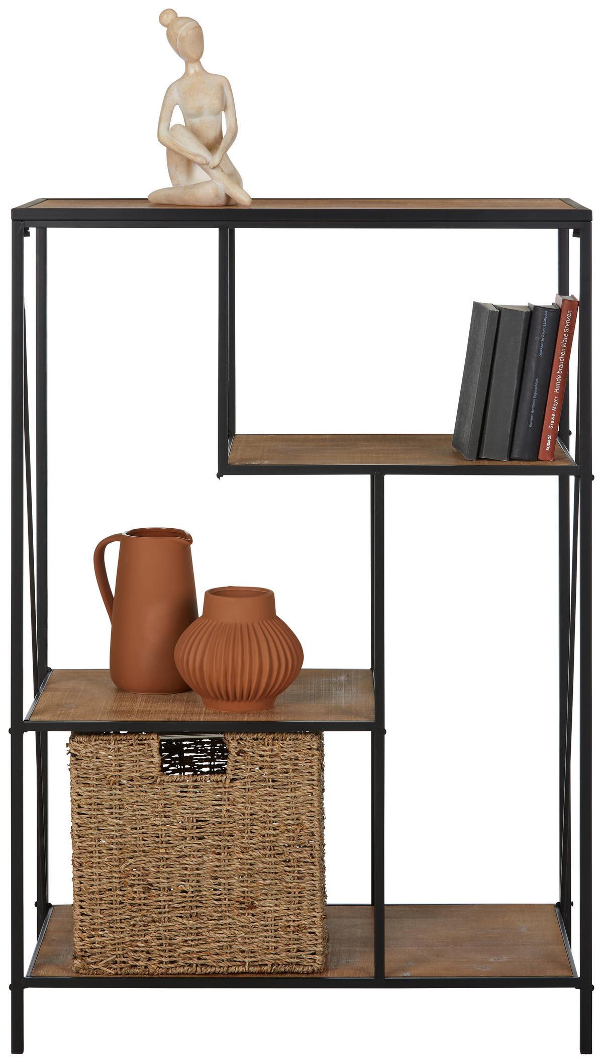 Regal Alcott - črna/naravne barve, Moderno, kovina/leseni material (77/114/35cm) - Mömax