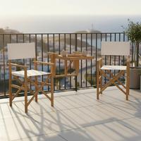 Balkonset Stella Weiß Akazie/Outdoorstoff - Weiß/Akaziefarben, MODERN, Holz/Textil (49,5/90/51cm) - Bessagi Garden