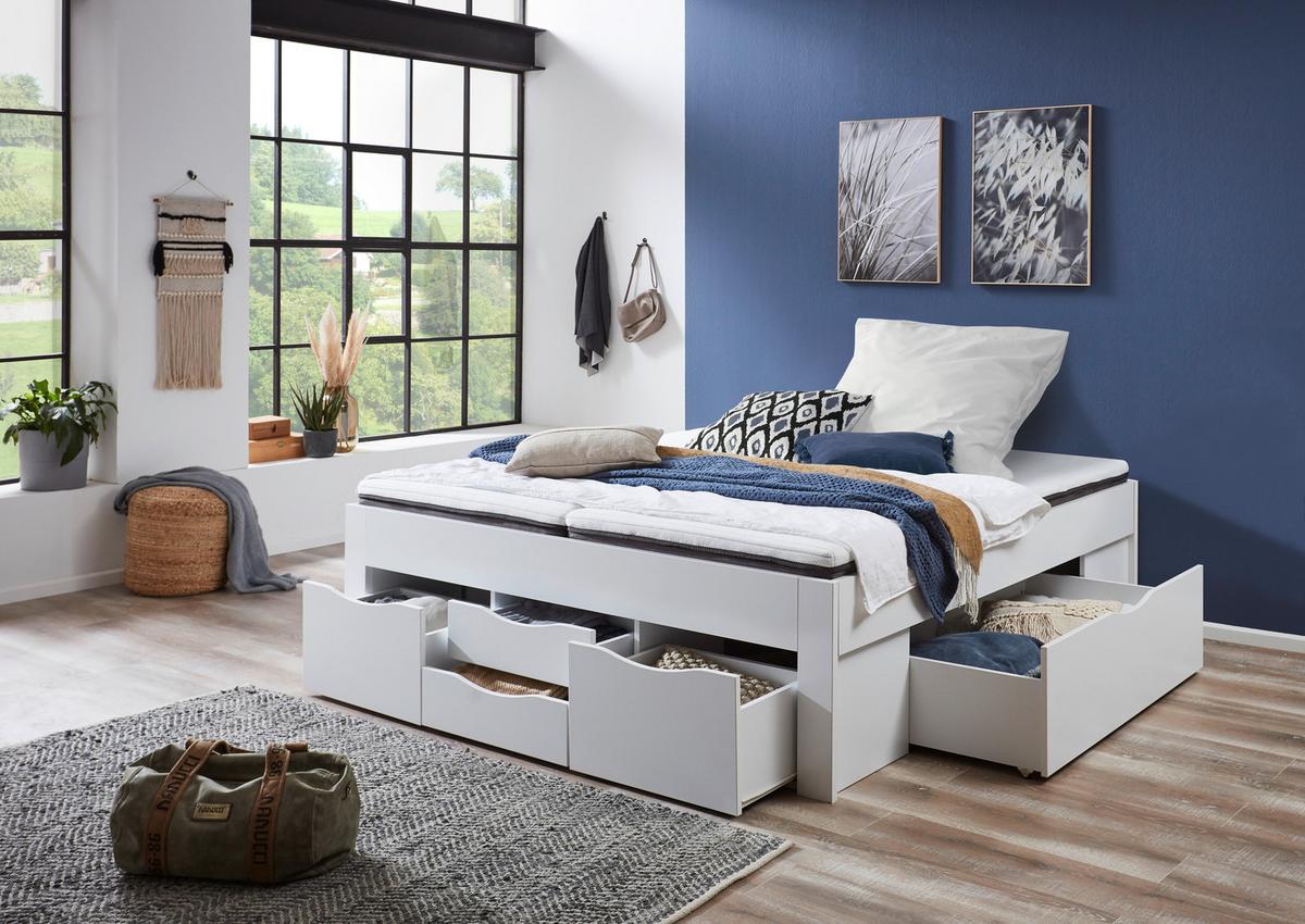 Krevet S Prostor. Za Odlaganje Noah - bijela, Konvencionalno, drvni materijal (180/200cm) - Modern Living