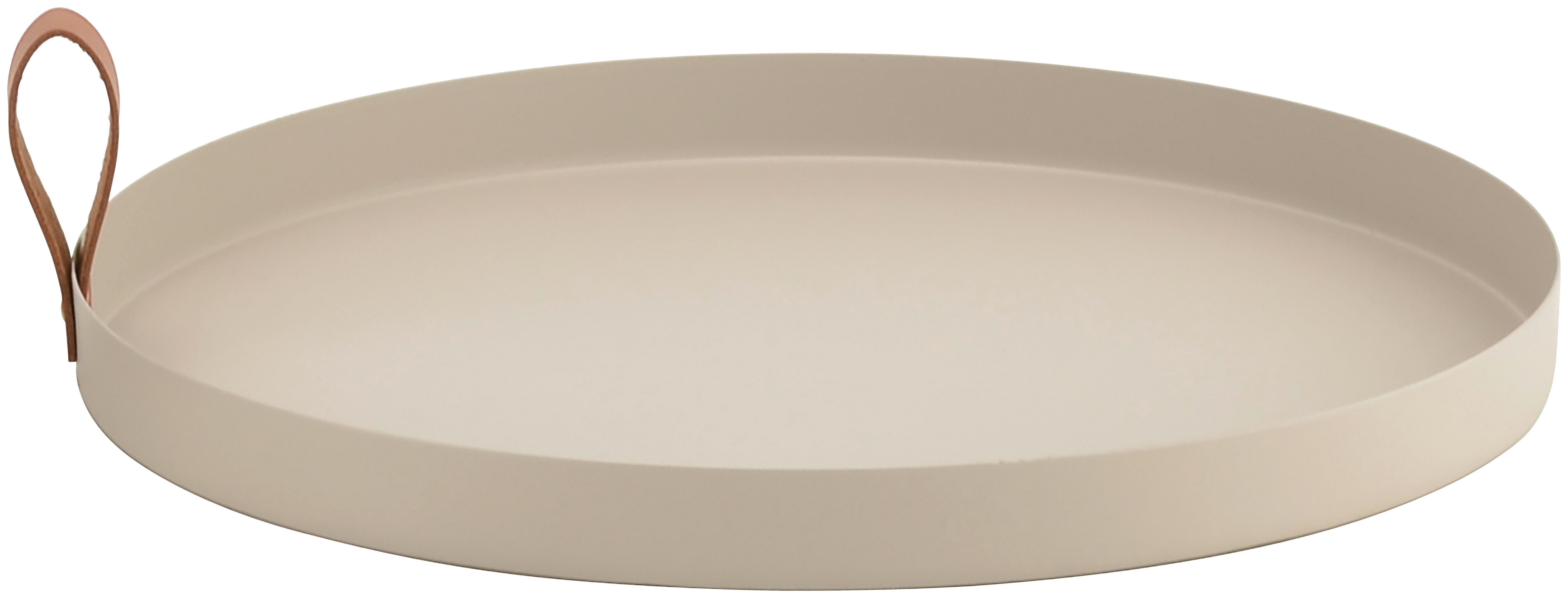 Dekoteller Maisy Beige ⌀ 30cm - Beige, MODERN, Leder/Metall (30/2,5cm) - Mömax