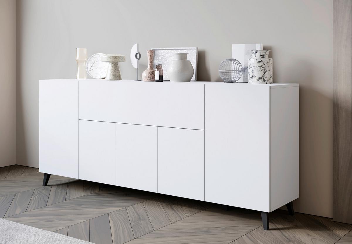 Široka Komoda Phuket, Bela - črna/bela, Design, umetna masa/leseni material (180/76/37,5cm) - Livetastic