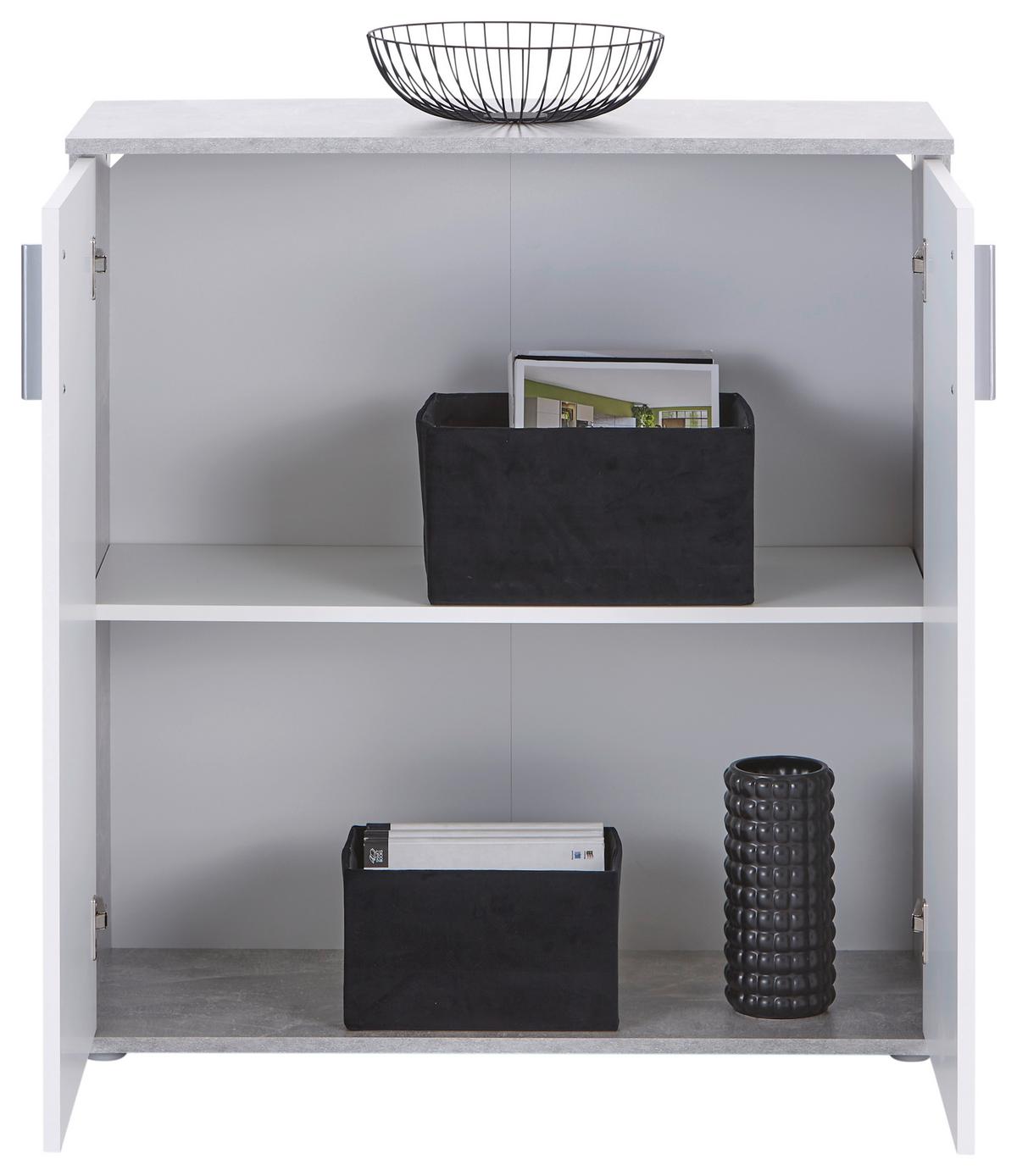 Komoda Ina 01, Bela, Siva - bela/barve aluminija, Moderno, umetna masa/leseni material (88,2/94,8/38,3cm) - Mömax