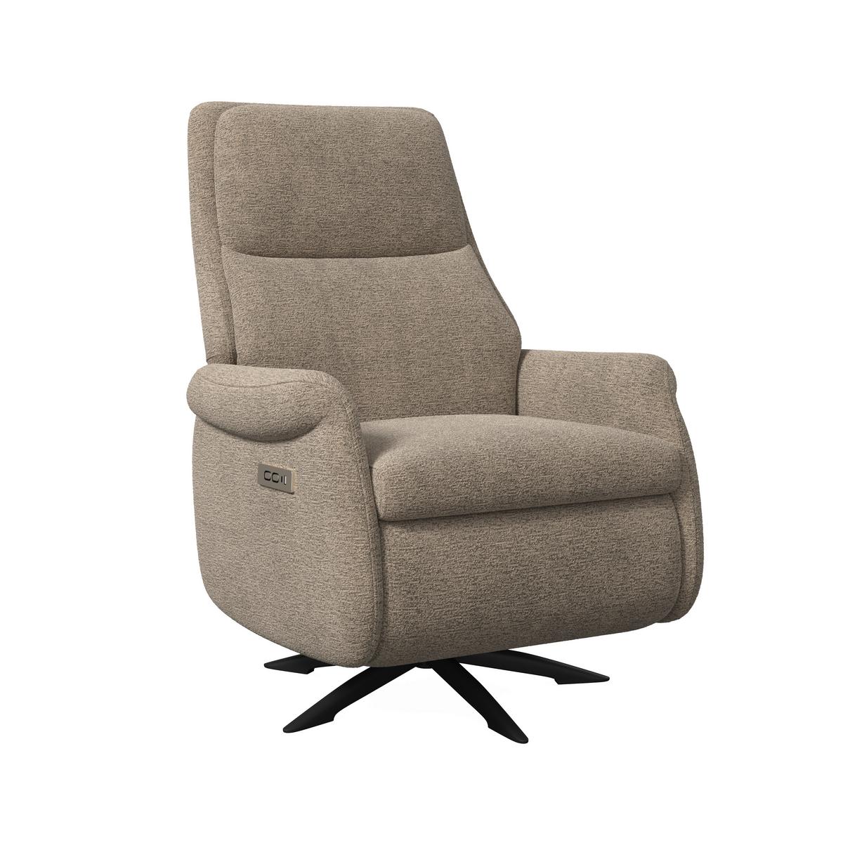 Elektrischer Relaxsessel Alice mir Liege- und Relaxfunktion - Schwarz/Braun, MODERN, Holz/Textil (76/110/90cm) - Bessagi Home