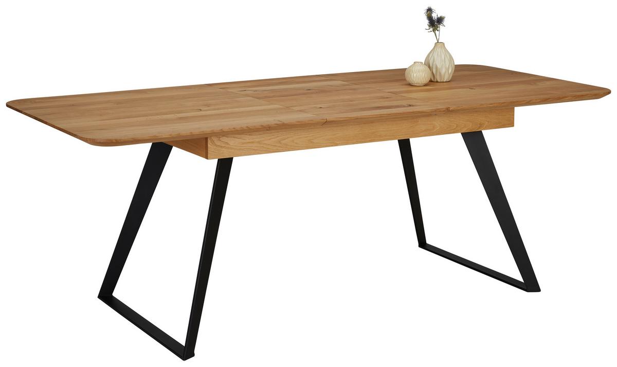 Ausziehtisch aus Eiche Massiv - Schwarz, Modern, Holz (160-210/90/76cm) - Zandiara