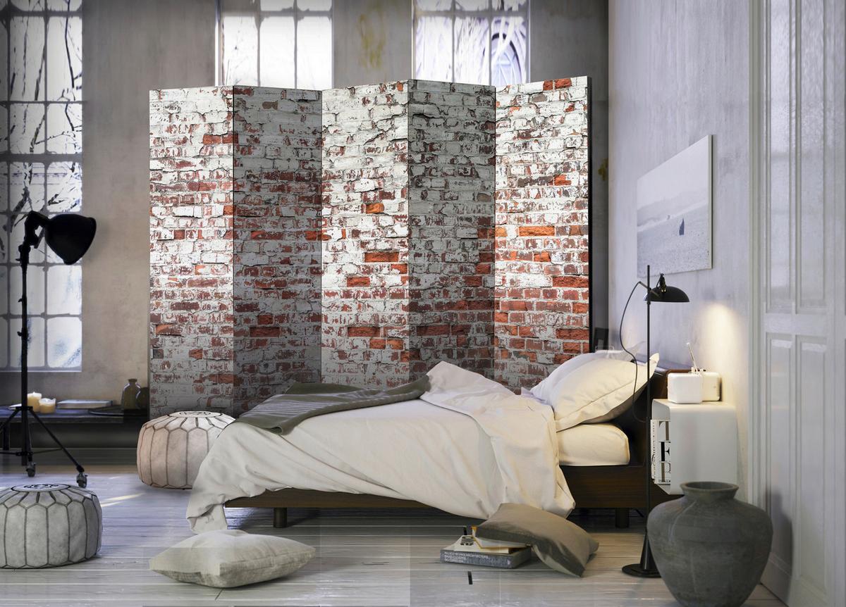 Paravan Echo Of Time I, 5-Delni, Dvostranski - bela/temno rdeča, Basics, tekstil/les (225/172/3cm) - artgeist