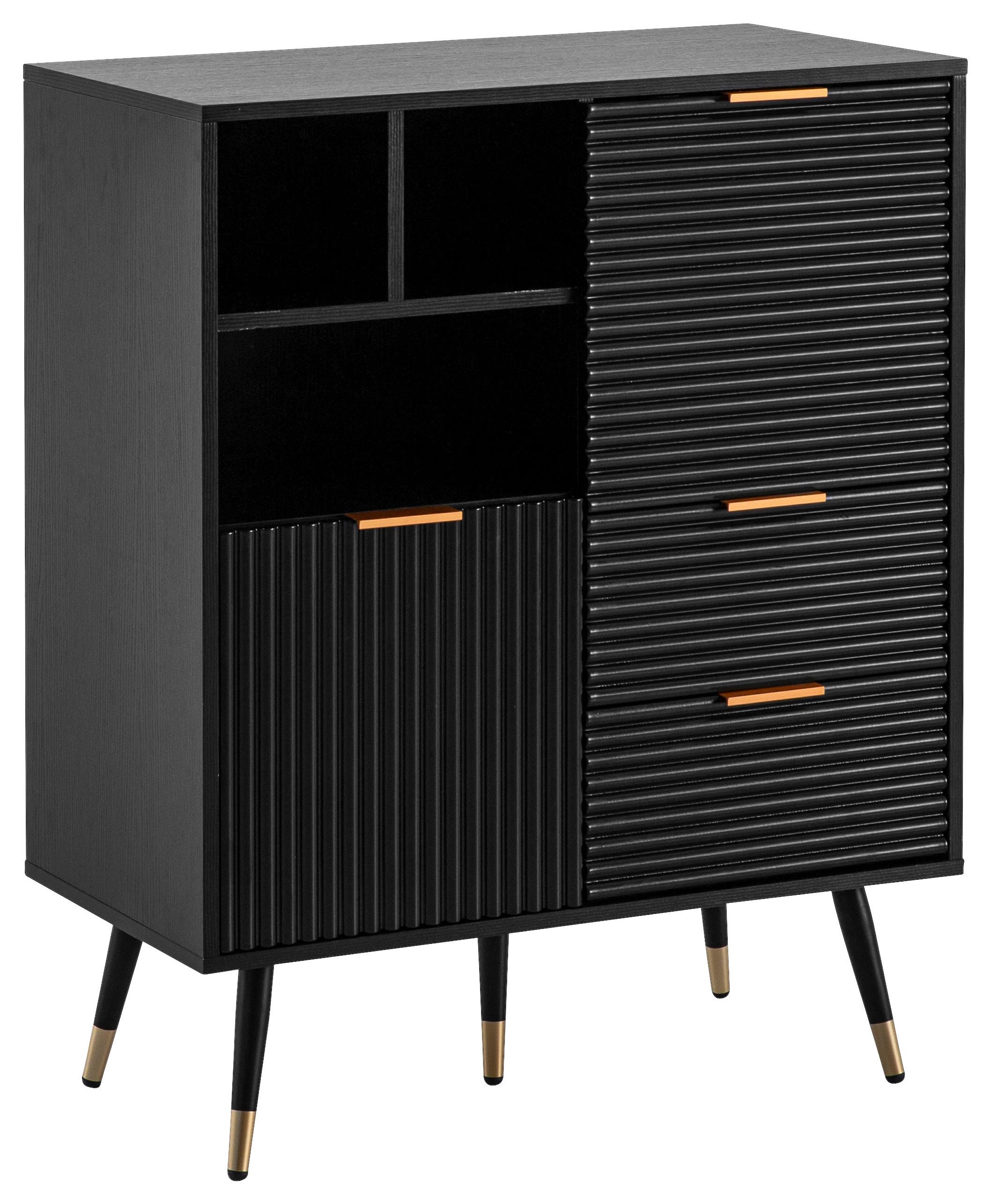 SIDEBOARD WL6.884 - Goldfarben/Schwarz, Design, Holzwerkstoff/Metall (77/97/40cm) - MID.YOU