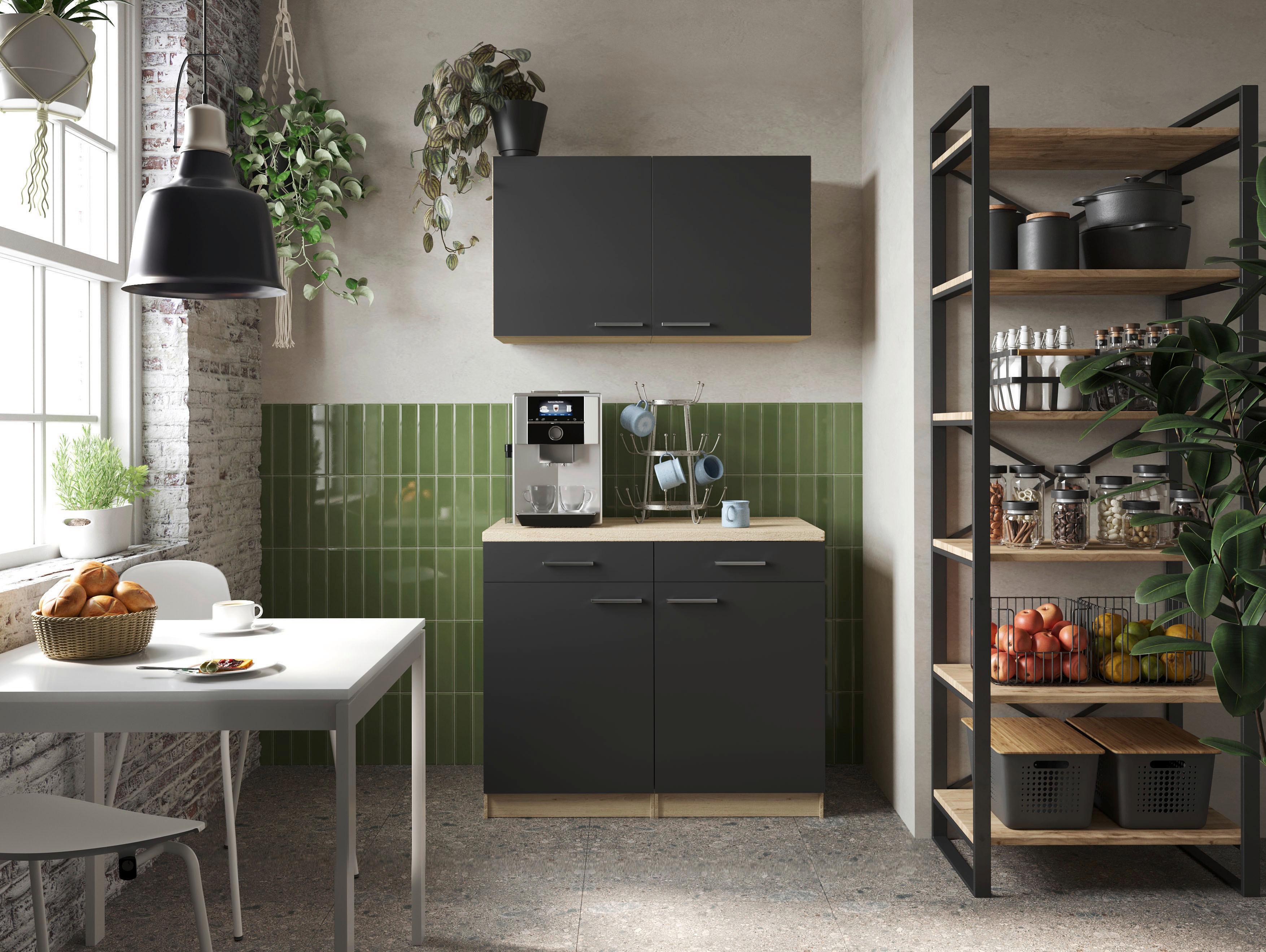 Bife Omara Merle, 100cm - srebrne barve/črna, Basics, kovina/leseni material (100/200/60cm) - Respekta