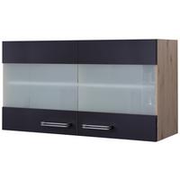 Küchenoberschrank Anthrazit/Eiche - Edelstahlfarben/Eichefarben, MODERN, Holzwerkstoff/Metall (100/54/32cm) - FlexWell