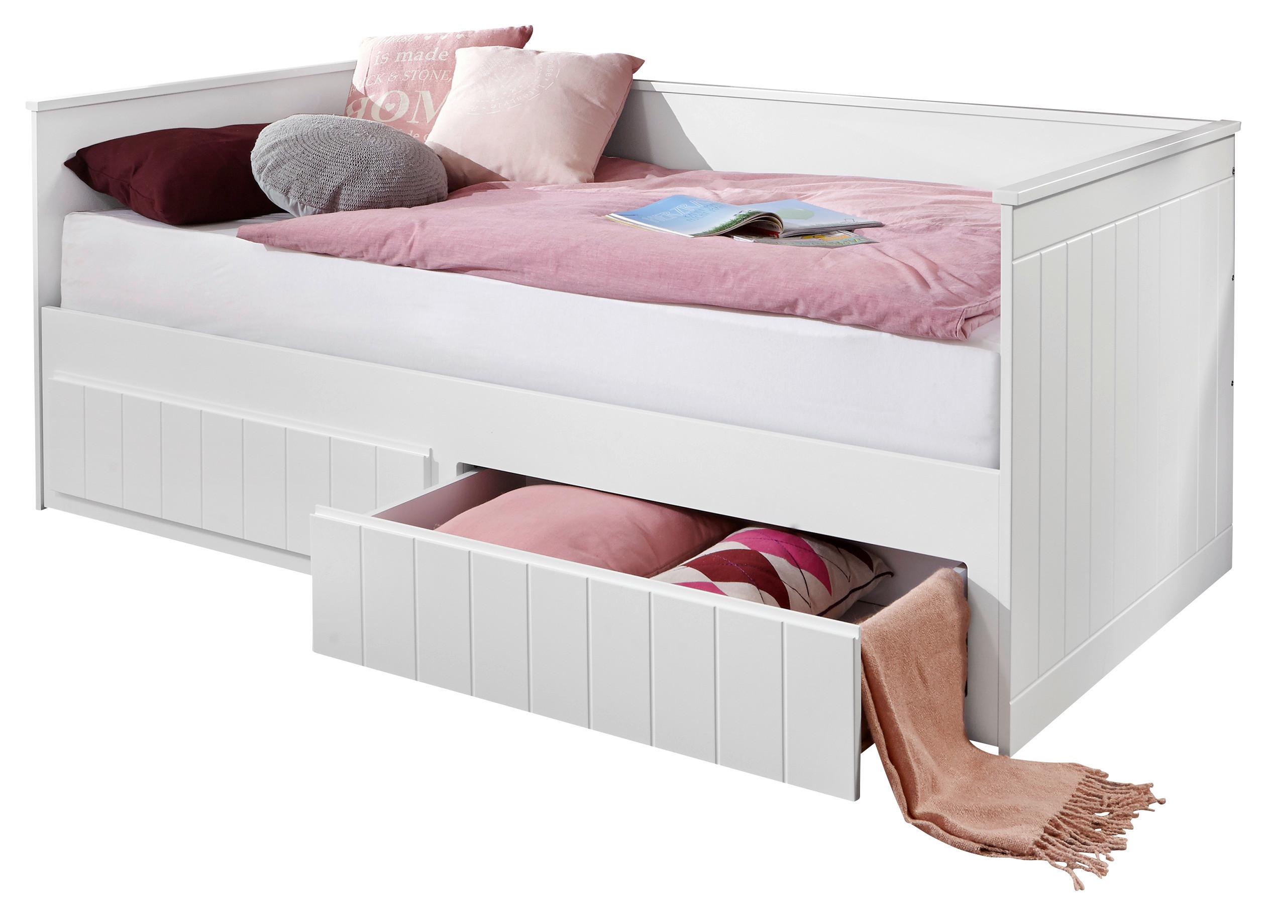Mladinska Raztegljiva Postelja Timmi, Bela, 90-180x200 - bela, Moderno, leseni material (90/200cm) - MID.YOU