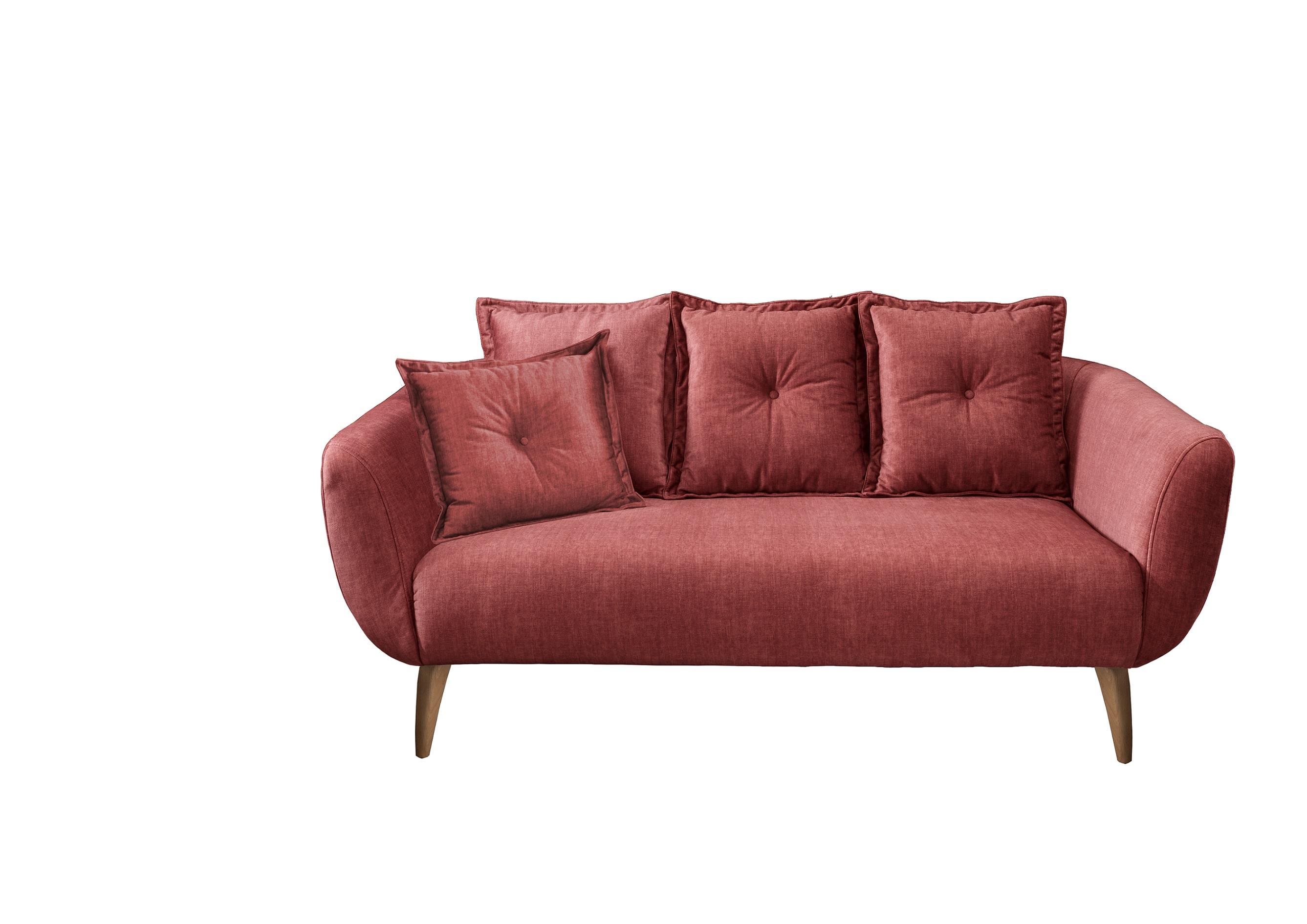 2,5-Sitzer-Sofa Baggio Koralle Velours - Koralle/Buchefarben, MODERN, Holz/Textil (196/94/103cm) - Livetastic