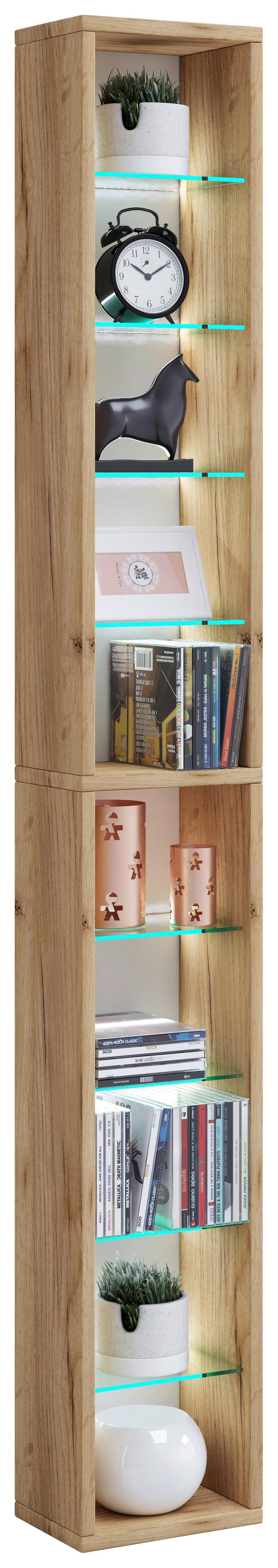 WANDREGAL RASITO XL - Honigeiche, Design, Glas/Holzwerkstoff (21/152/14cm) - MID.YOU