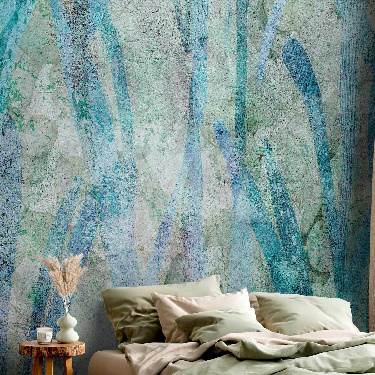 Fototapeta Liquid Nature, 300x210cm - svetlo modra/žajbljevo zelena, Trendi, tekstil (300/210cm) - artgeist