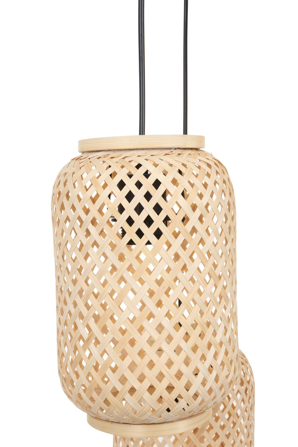 LAMPA WISZĄCA MONIQUE - kolor naturalny/czarny, Trend, materiały naturalne/metal (41/120cm) - Novel