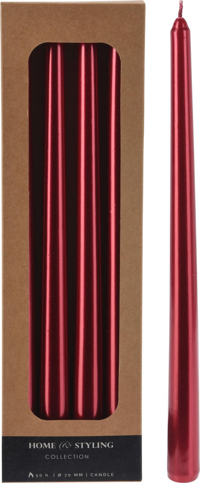 Set de lumânări cilindrice 4/1 cca. 30 cm Eirwen I - roșu, Basics, materiale naturale/parafină (2,1/30cm)