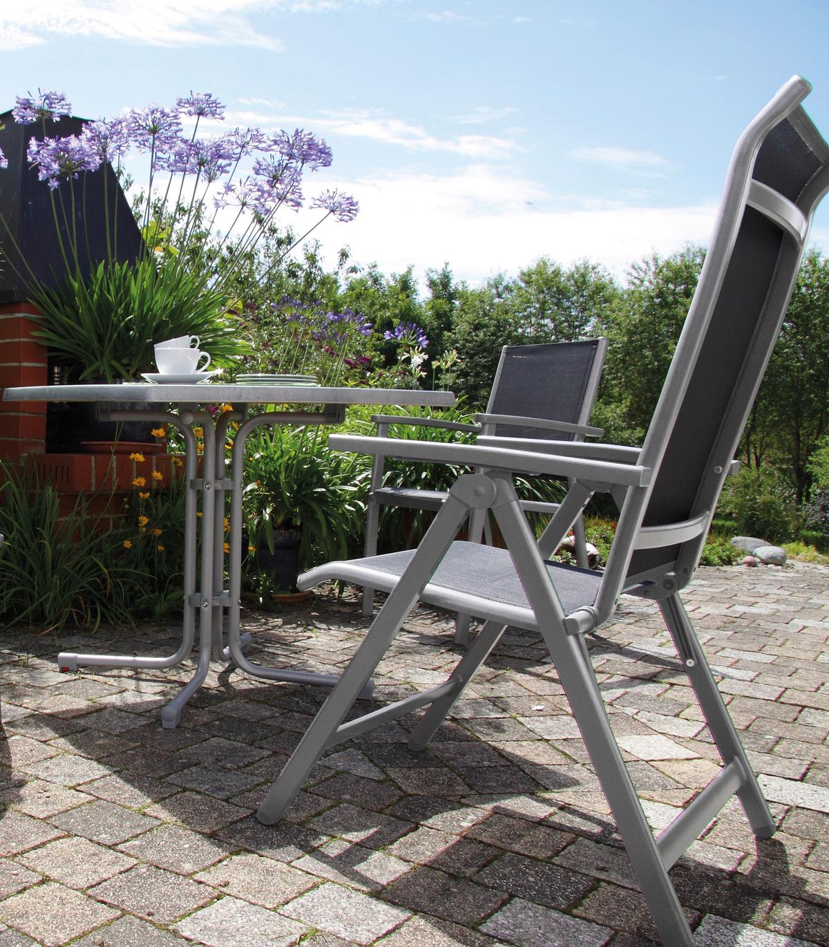Gartentisch klappbar Acamp Metall/Holzwerkstoff L: 70 cm - Platinfarben/Grau, Basics, Holzwerkstoff/Metall (70/70/72cm) - Gardenson