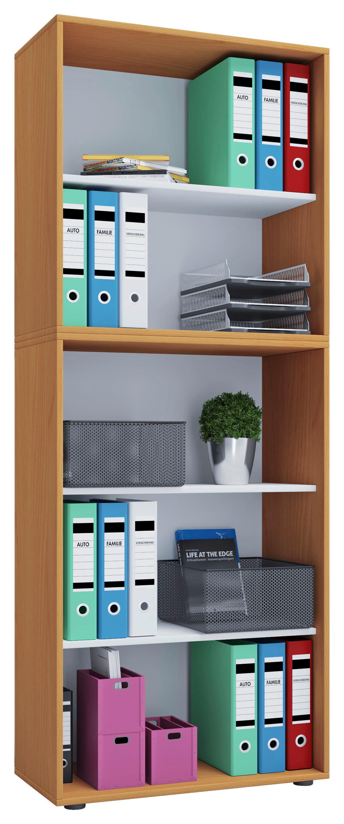 Pisarniški Regal Lona Xxl, Bukev - črna/barve bukve, Basics, umetna masa/leseni material (70/178/37cm) - MID.YOU