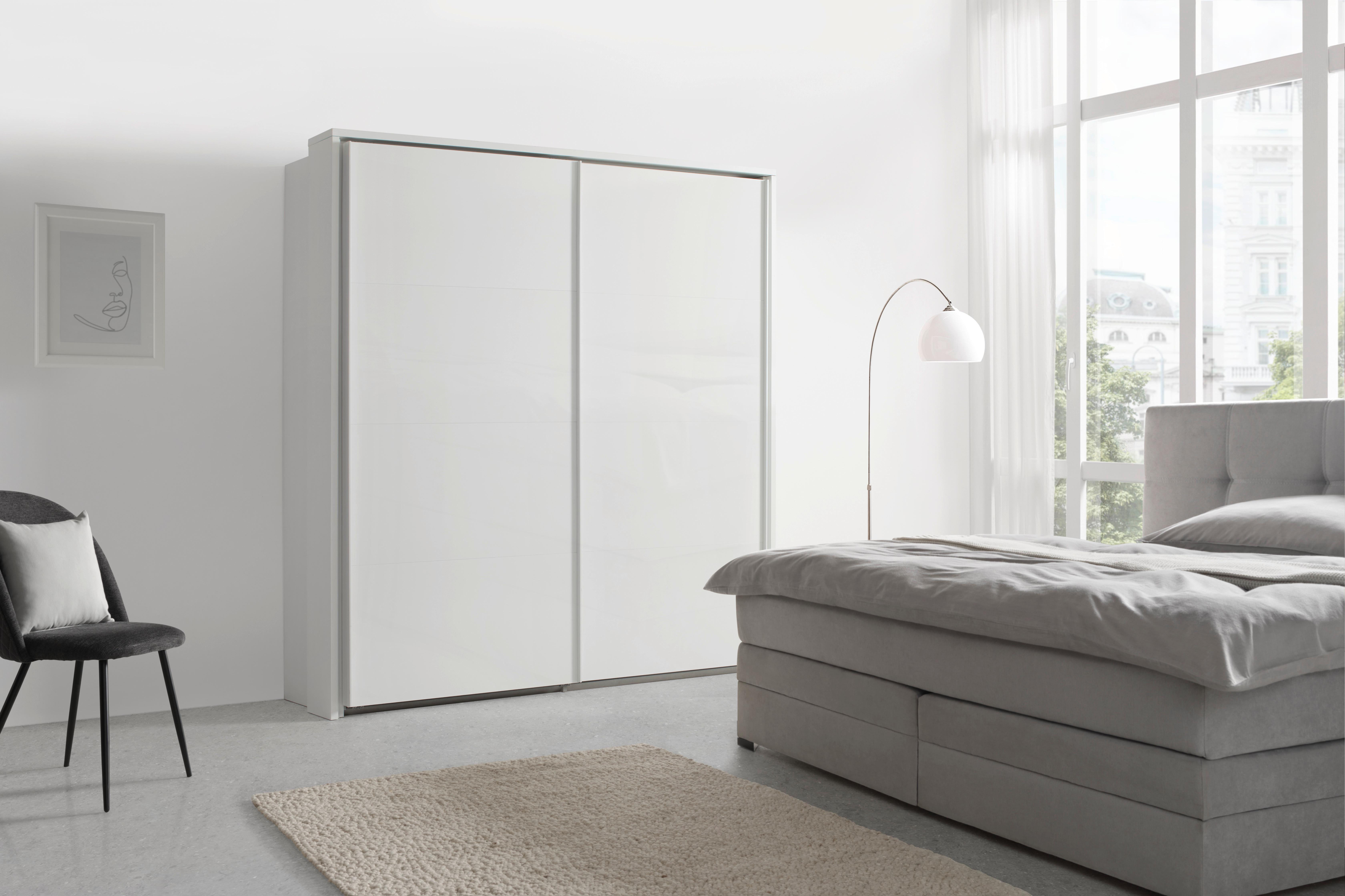 GARDEROB MED SKJUTDÖRRAR LAGO - vit, Modern, metall/trämaterial (203/222/60cm) - Mömax