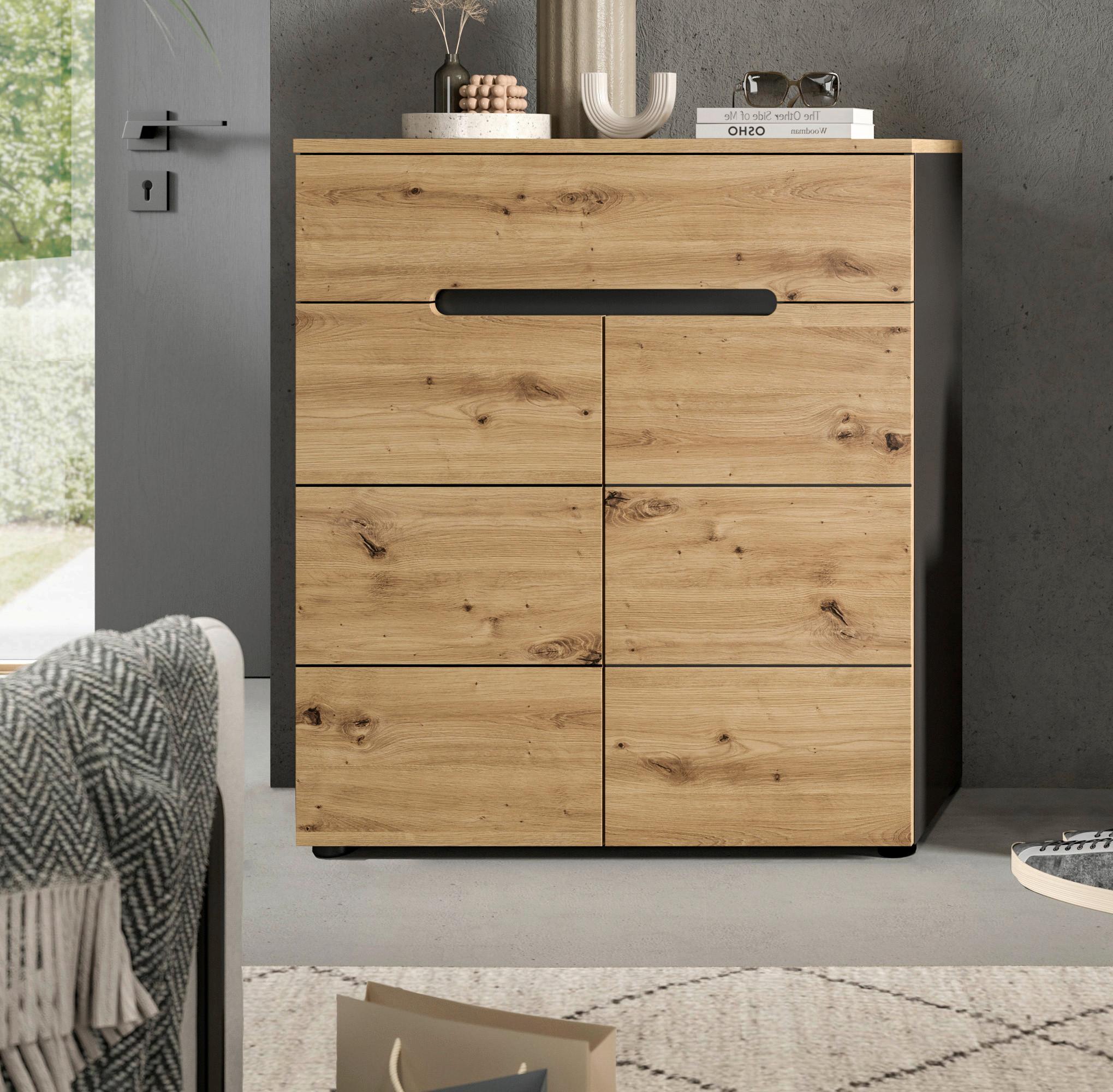 Schuhschrank Canu ca.80x94x37cm Eiche Dekor,Grau - KONVENTIONELL, Holzwerkstoff/Kunststoff (80/94/37cm) - MID.YOU