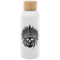 Thermosflasche FUN - Schwarz/Weiß, Holz/Metall (500ml) - Premium Living