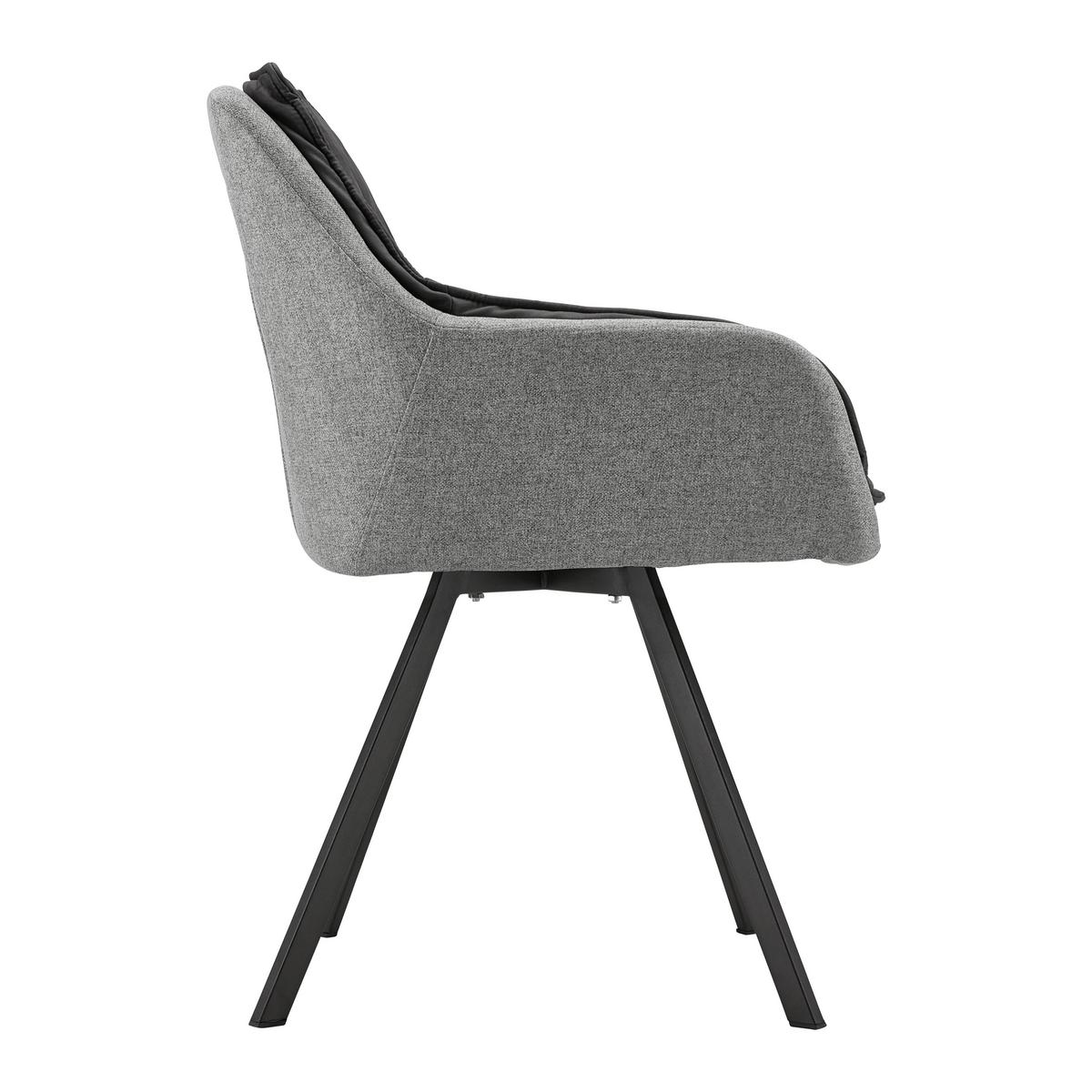 Armlehnstuhl Billy Grau Webstoff Drehbar Gepolstert - Dunkelgrau/Schwarz, MODERN, Holz/Textil (62/85/62cm) - Bessagi Home