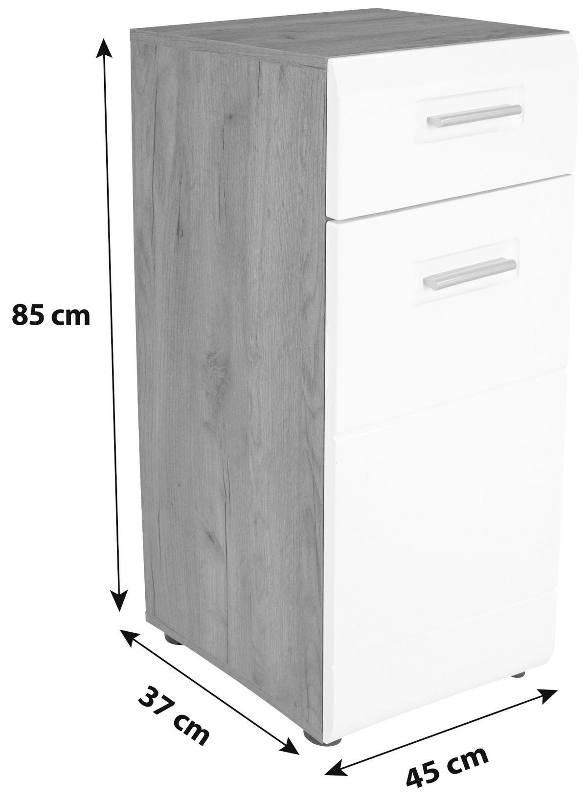 Komoda Avensis New - črna/barve hrasta, Konvencionalno, umetna masa/leseni material (45/85,4/37cm) - Mömax