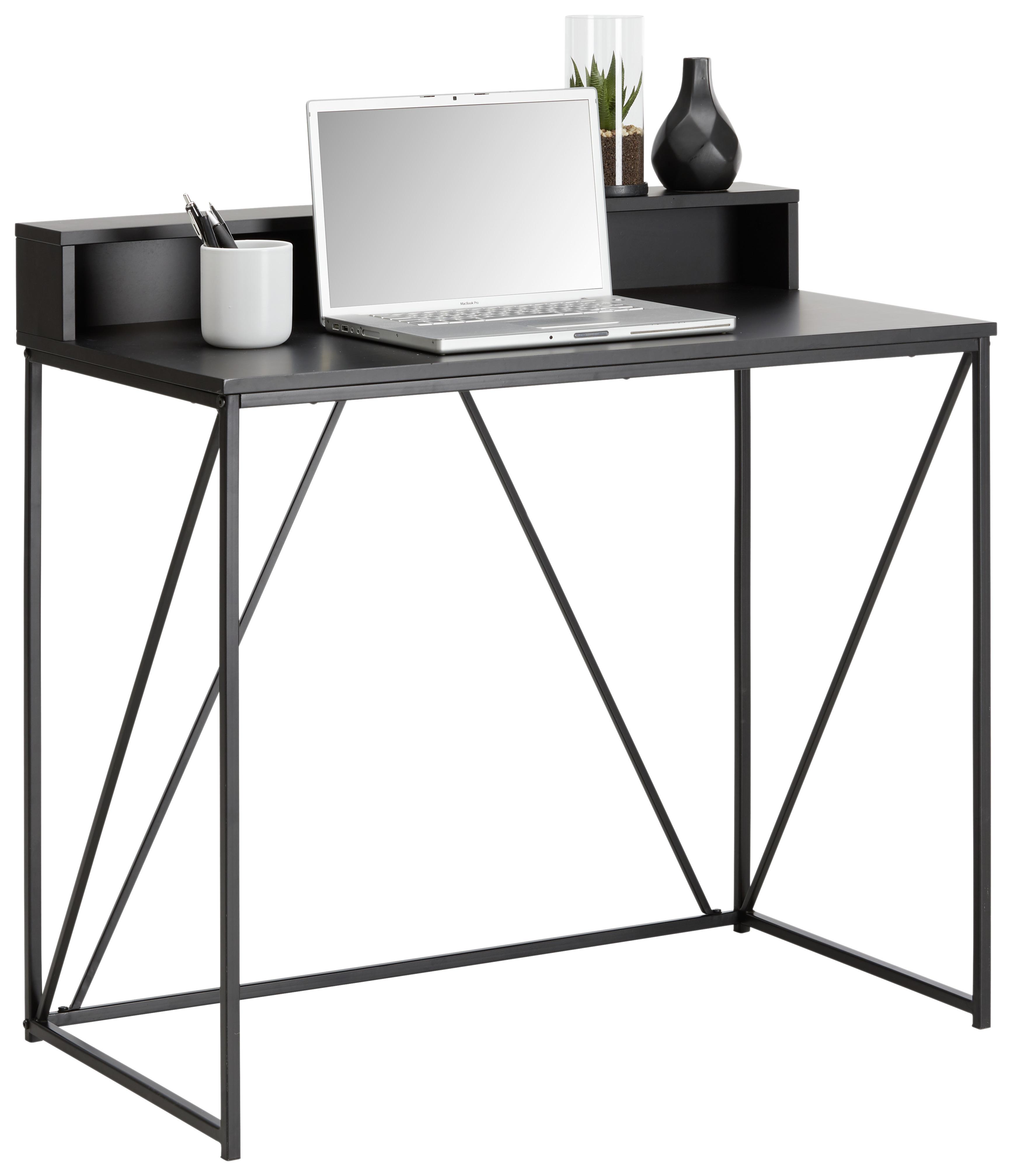 Schreibtisch in Schwarz - Schwarz, MODERN, Holzwerkstoff/Metall (91/50/87cm) - Based