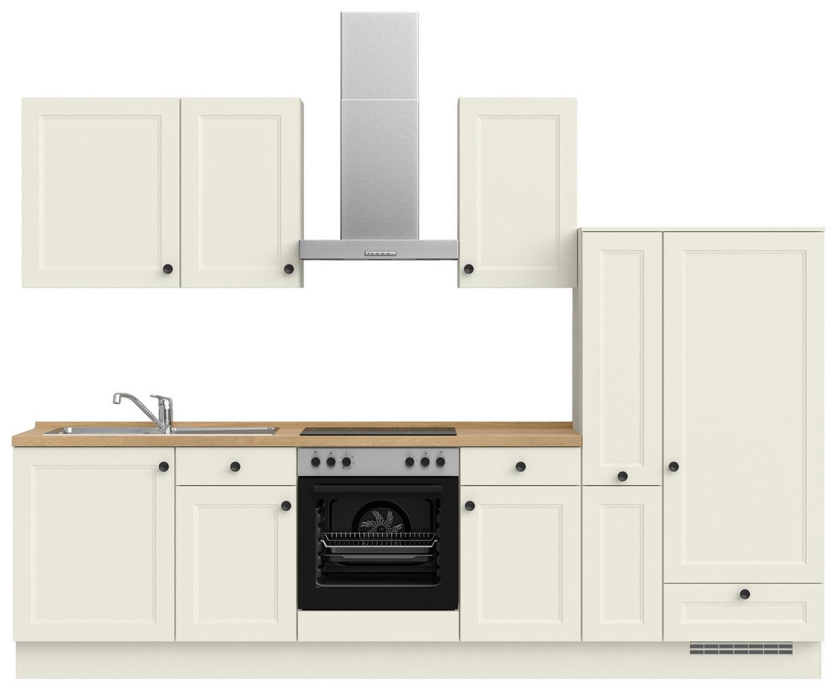 Küchenblock Cascada Low m. Geräten Weiß - Eichefarben/Schwarz, MODERN, Holzwerkstoff/Metall (300cm) - Nobilia