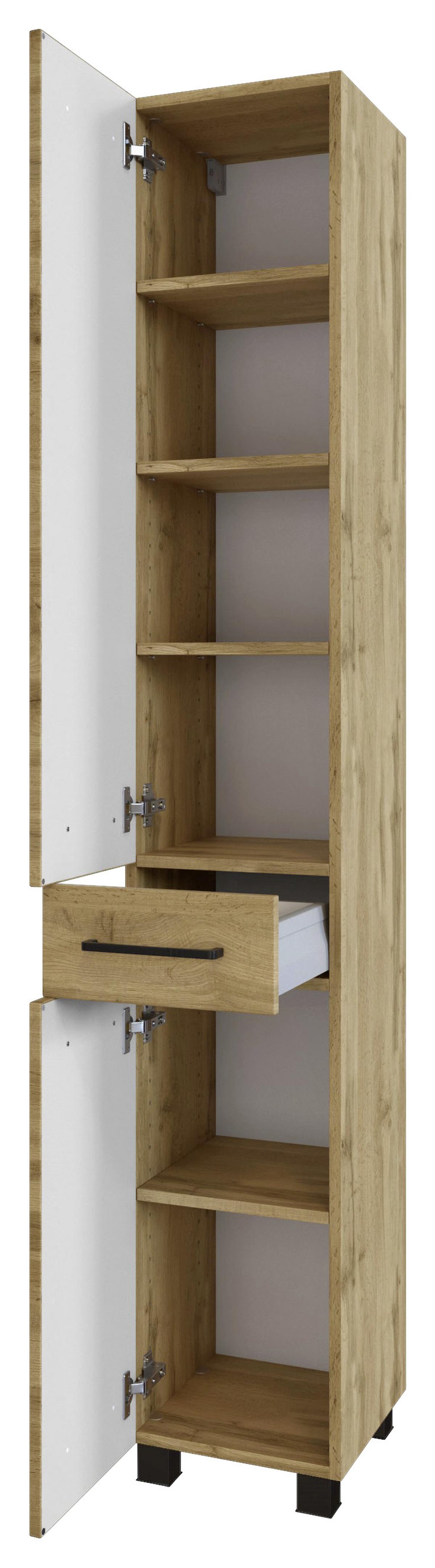 Badezimmer Manchester ca. 130 cm Eiche Wotan - Eichefarben/Weiß, MODERN, Holzwerkstoff/Stein (130cm) - Held