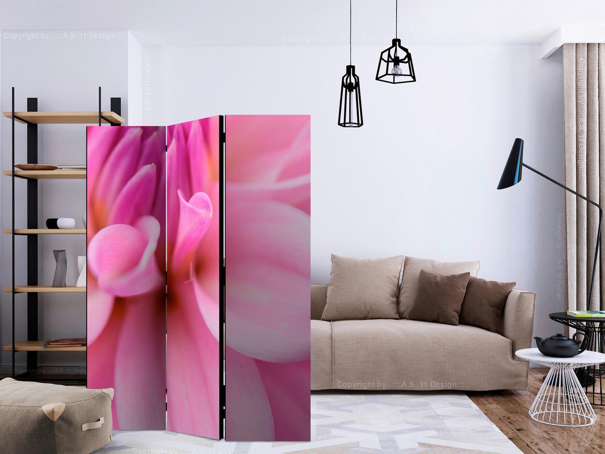 Paravan Flower Petals, Dvostranski, 3-Delni - pink, Basics, tekstil/les (135/172/3cm) - artgeist