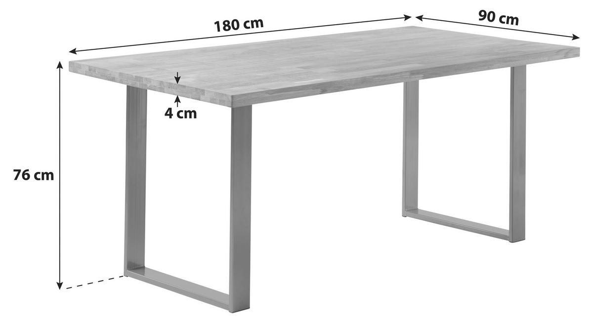 Esstisch "Samuel" , ca 180x90 cm, aus Eiche - Eichefarben/Anthrazit, MODERN, Holz/Metall (180/90/76cm) - MID.YOU